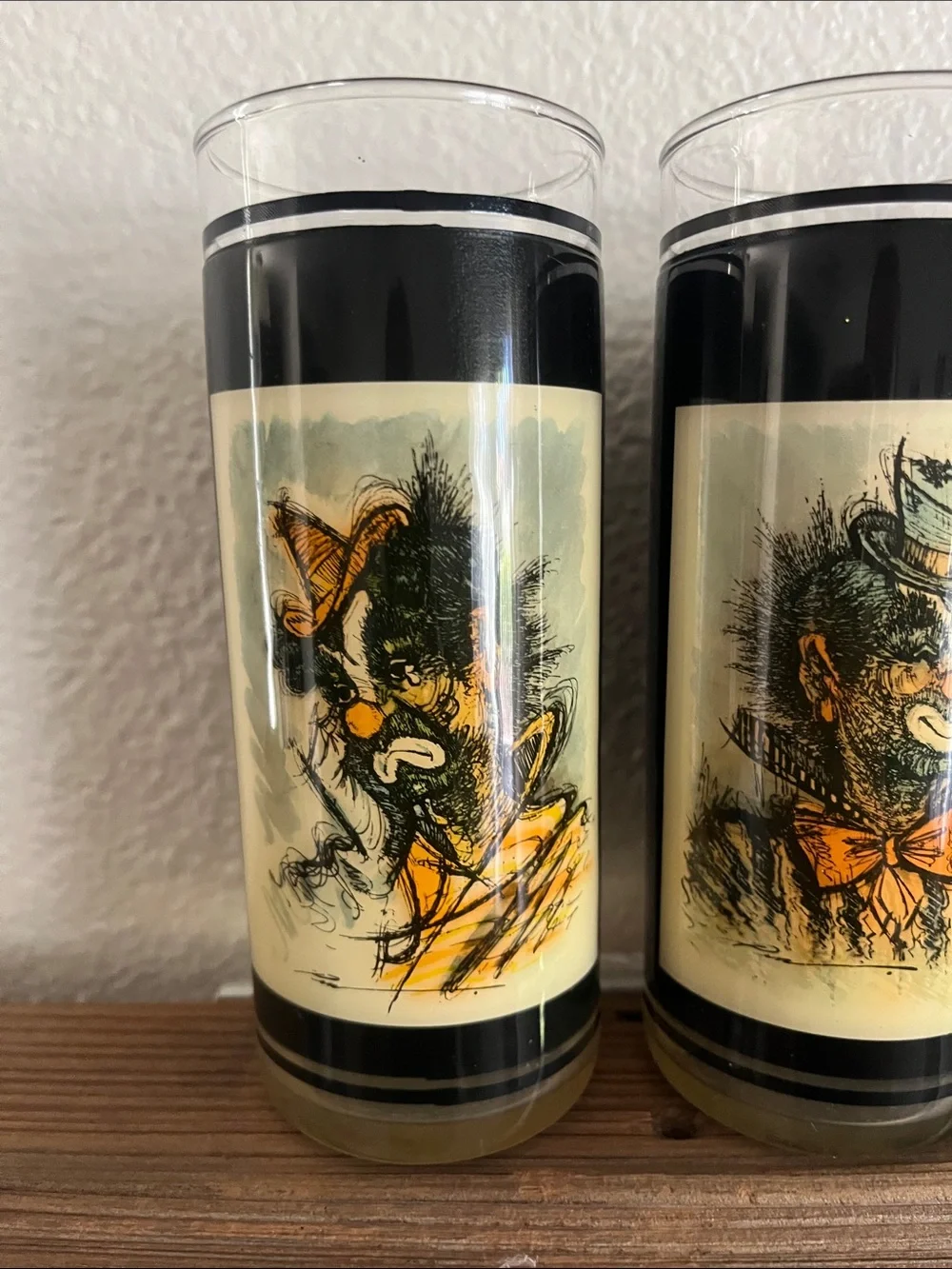 Vintage RARE • MCM Rosy Fernandez Diaz Clown Highball Glasses Set of 4